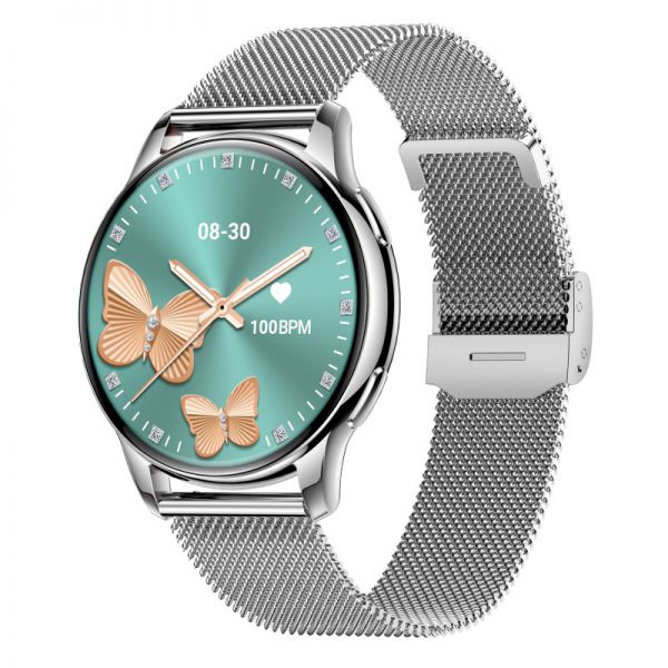 wonlex DW26-M női bluetooth okosóra, fém színű, fém óraszíjjal
